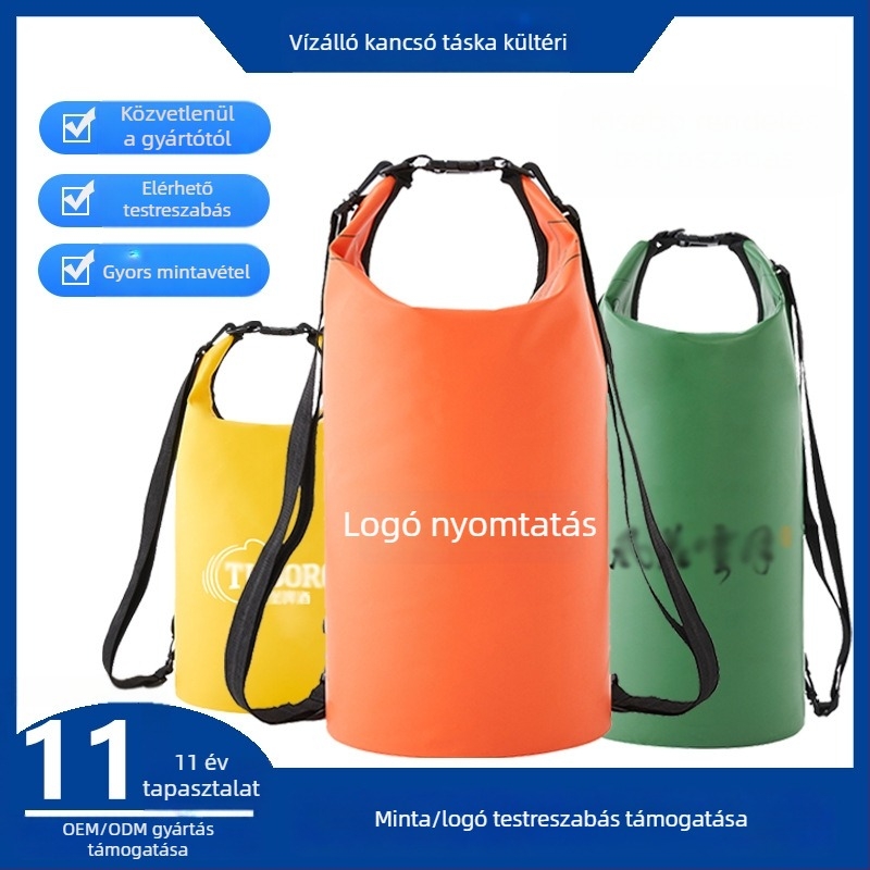 Vízálló vödör táska PVC hálós anyaggal, vízálló anyag, testre szabható logó nyomtatással