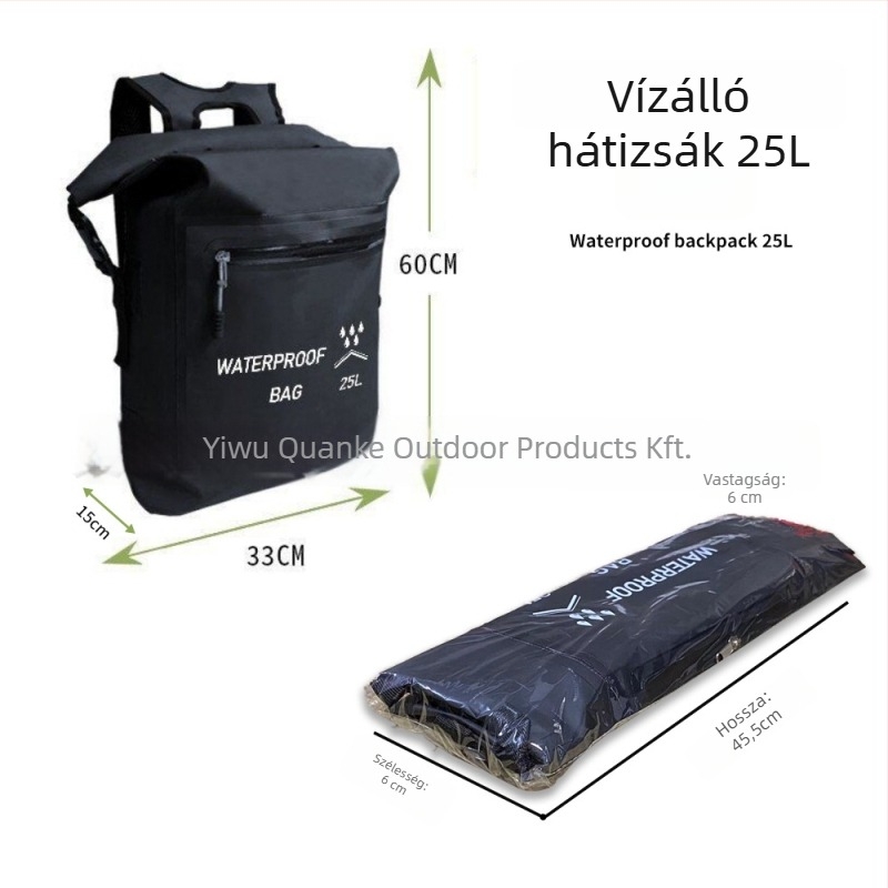 Trekkers 25L vízálló hátizsák túrázáshoz, búvárkodáshoz és hegymászáshoz — 500D clip mesh szövet, vízálló anyag