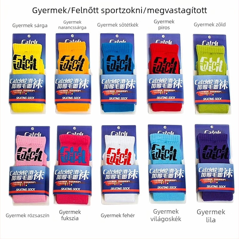 Kaqi uniszex görkorcsolya zokni, hosszú sarok nélküli sport zokni