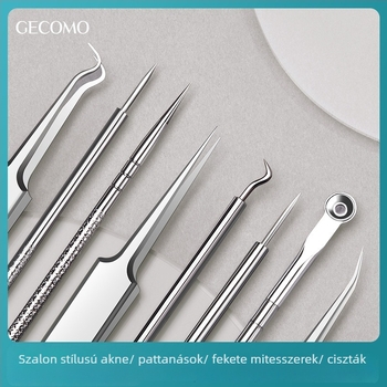 GECOMO pattanás tűkészlet – rozsdamentes acél, ultraéles tűk és ultra vékony csipesszek a mitesszerek és zárt comedók eltávolításához