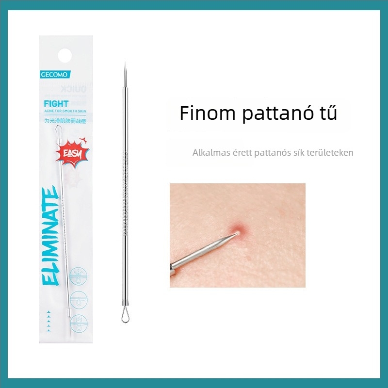 GECOMO pattanás tűkészlet – rozsdamentes acél, ultraéles tűk és ultra vékony csipesszek a mitesszerek és zárt comedók eltávolításához