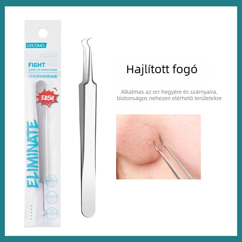 GECOMO pattanás tűkészlet – rozsdamentes acél, ultraéles tűk és ultra vékony csipesszek a mitesszerek és zárt comedók eltávolításához