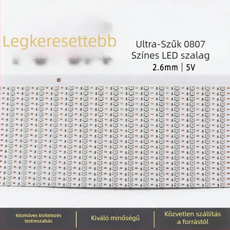 RGB környezeti LED-szalag intelligens vezérléssel, 5V bemenet, 0807 LED gyöngyök, San'an Optoelectronics chip