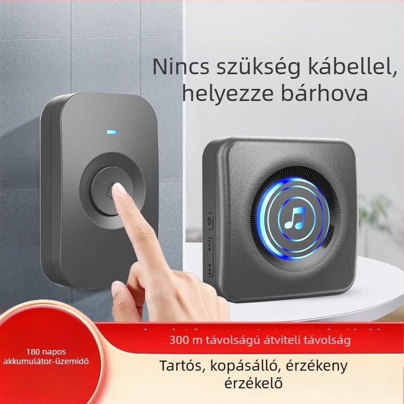 Mf06 Vezeték nélküli ajtócsengő, dugvillás tápellátás, 100–250 V AC, állítható csengőhang, alkalmas otthonra, gyárra, házra és helyszínre