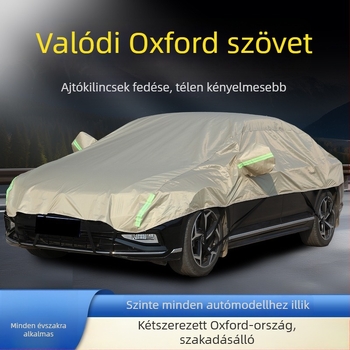 Félfedeles autóvédő borítás vastagított Oxford anyagból, napsugárzás elleni védelem, vízálló, hőszigetelés, univerzális illeszkedés