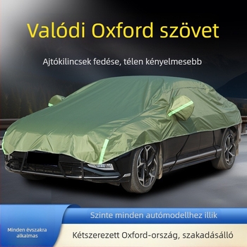 Félfedeles autóvédő borítás vastagított Oxford anyagból, napsugárzás elleni védelem, vízálló, hőszigetelés, univerzális illeszkedés