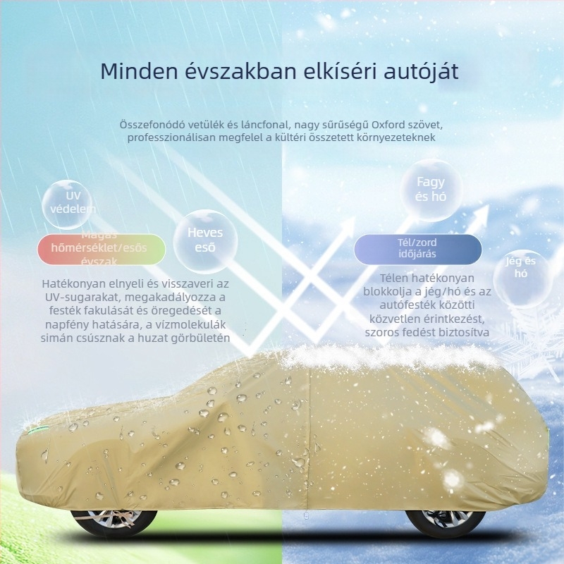 Oxford anyagú autóponyva, vastított, univerzális – napsütés elleni védelem, esőálló, hőszigetelés, teljes fedés minden évszakra