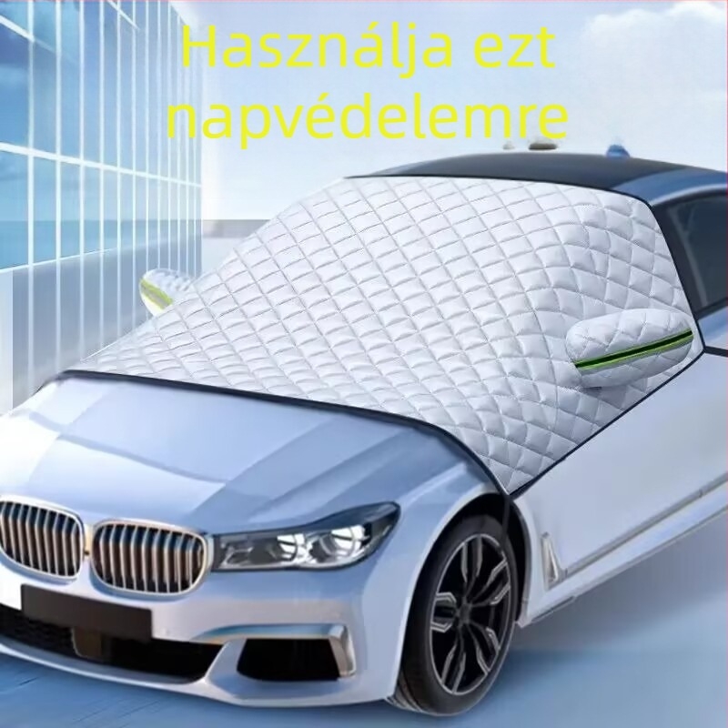 Autó hóvédő szélvédő - mágneses rögzítés, alumíniumfólia, univerzális illeszkedés, rácsos mintázat, vastagított stílus