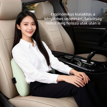 Autóban használható ágyéki támasz és nyakpárna memóriahab töltettel, nejlon külsővel, több szögben állítható, univerzális illeszkedés