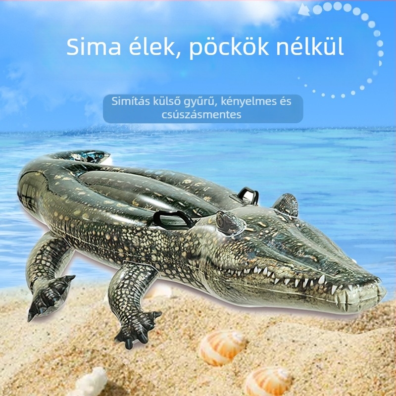 Felfújható krokodil úszó gyerekeknek, PVC anyag, teherbírás 60 kg, nettó súly 0,51 kg