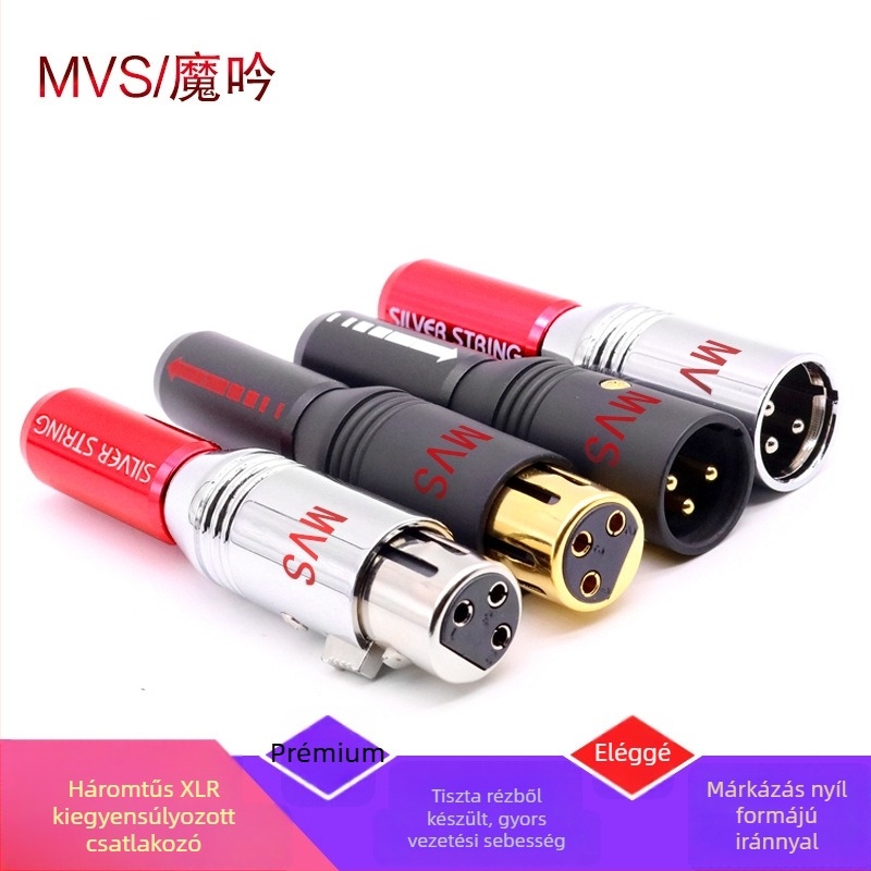 XLR audio csatlakozó készlet — tiszta réz aranyozással, kiegyensúlyozott csatlakozó (Márka: MVS/Magic Recitation; Működési hőmérséklet-tartomány: -40…80 °C; Tanúsítvány: gyári ellenőrzés)