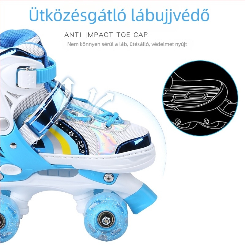 Gyerekeknek szóló quad görkorcsolya világító kerekekkel, kezdőknek, uniszex, 2–10 évesek