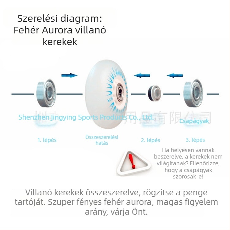 White Aurora PU fénylő kerék gyerekek inline görkorcsolyáihoz