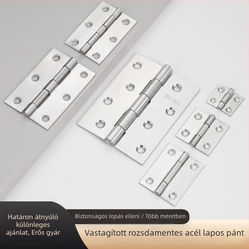 Lapos pánt rozsdamentes acélból ajtókhoz, ablakokhoz, fiókokhoz és szekrényekhez — modern minimalist stílus, finom polírozás