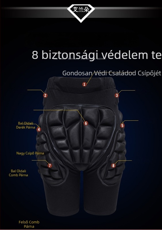 Ellando Csípővédő Nadrág – Csípő és Derék Védelme, Rollerezéshez, Síeléshez és Kerékpározáshoz, 20 mm vastagságú, Poliészter anyag