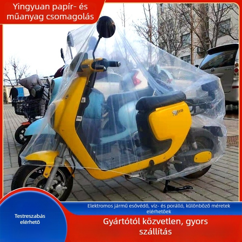 Átlátszó esővédő elektromos kerékpárokhoz – teljes lefedés, por- és vízálló, PE anyag, testreszabható feldolgozás, kompatibilis a hagyományos elektromos kerékpárokkal