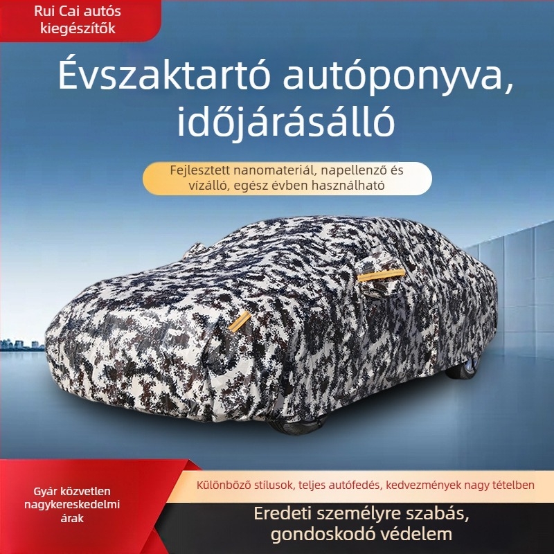Univerzális autóvédő huzat minden évszakra, vastag fleece béléssel, UV‑védelmet nyújtó, vízálló és porálló