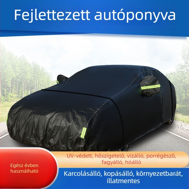 Univerzális autóvédő huzat minden évszakra, vastag fleece béléssel, UV‑védelmet nyújtó, vízálló és porálló