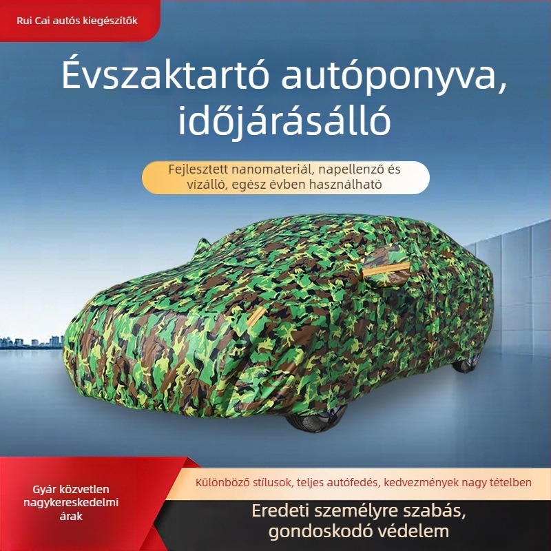 Univerzális autóvédő huzat minden évszakra, vastag fleece béléssel, UV‑védelmet nyújtó, vízálló és porálló