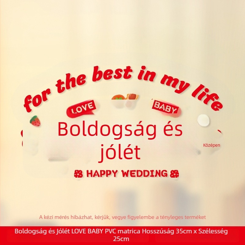 Esküvői ablak matricás készlet – Xiaolu Happy Words, műanyag, nem importált