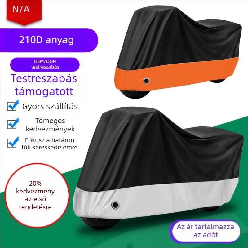 210D Oxford motorkerékpár takaró, szél- és vízálló, UV‑álló, megerősített, egész éves porvédelem