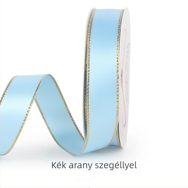 Szatén poliészter masni, dupla arany szegéllyel, matt felülettel, egyoldalas, készen kapható