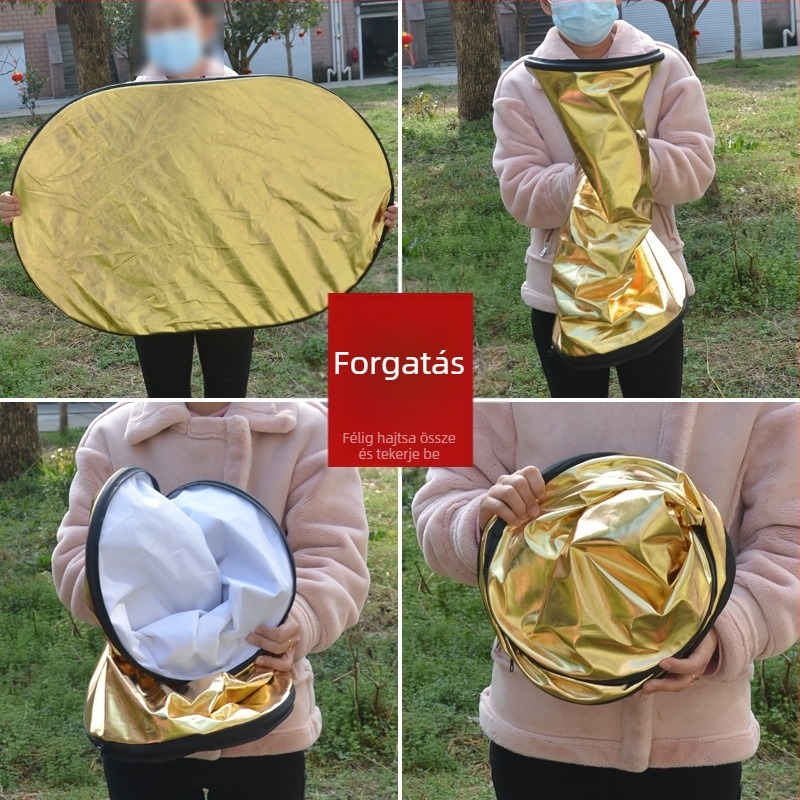 Oval öt az egyben reflektor termékfotózáshoz, összecsukható poliészter, 1 kg