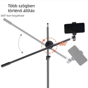 Karbonszálas telefonos élő közvetítésre szolgáló állvány kinyúló karral, 16–19 mm-es csőhöz, teher 2–5 kg