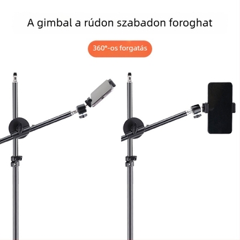 Karbonszálas telefonos élő közvetítésre szolgáló állvány kinyúló karral, 16–19 mm-es csőhöz, teher 2–5 kg