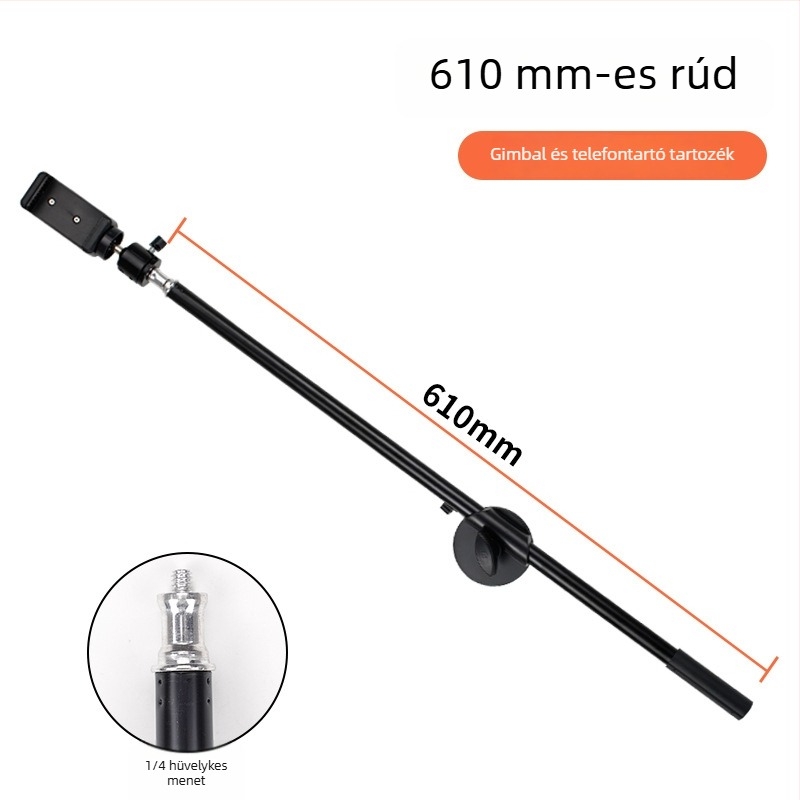 Karbonszálas telefonos élő közvetítésre szolgáló állvány kinyúló karral, 16–19 mm-es csőhöz, teher 2–5 kg