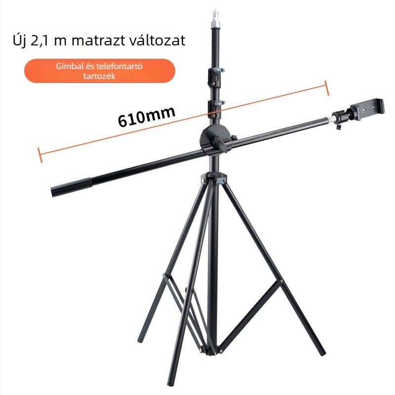 Karbonszálas telefonos élő közvetítésre szolgáló állvány kinyúló karral, 16–19 mm-es csőhöz, teher 2–5 kg