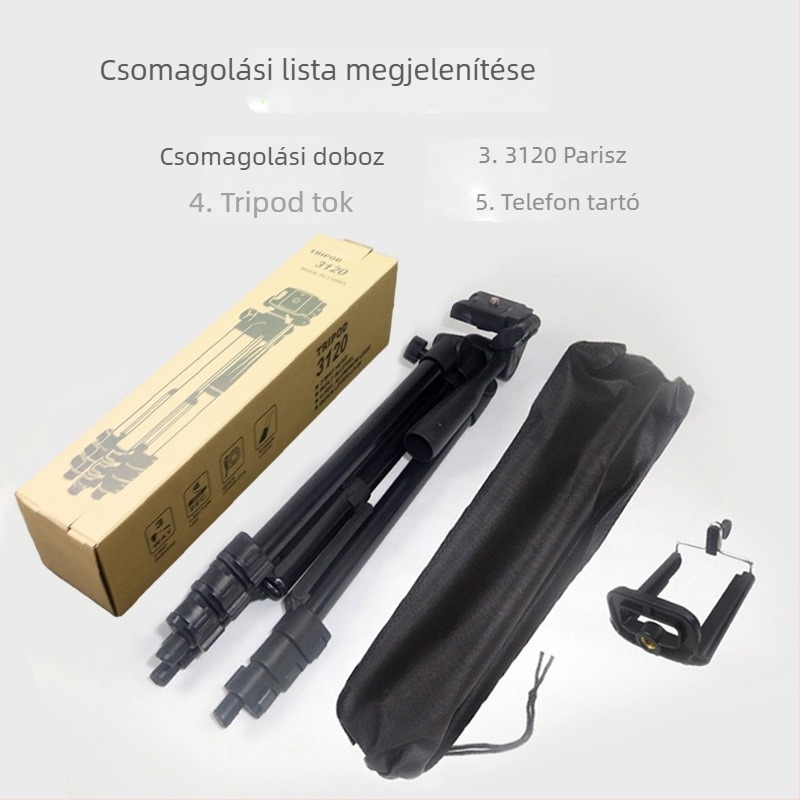 DOFEN mobiltelefon élő közvetítéshez állvány — asztali, 3 részes, csőátmérő 15 mm, max magasság 1.1 m, teherbírás 2 kg