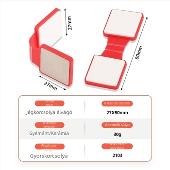 Jégkorcsolya élének élező – kétoldalú gyémánt/kerámia élezőeszköz logónyomtatással; testreszabható és licencelt magáncímkével.