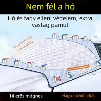 Első szélvédő téli takaró – alumíniumfólia, vastagított kivitel, teleszkópos telepítés, univerzális