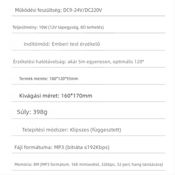 Infravörös riasztóközpont Yuexin YX160, DC12-24V, testreszabható hang