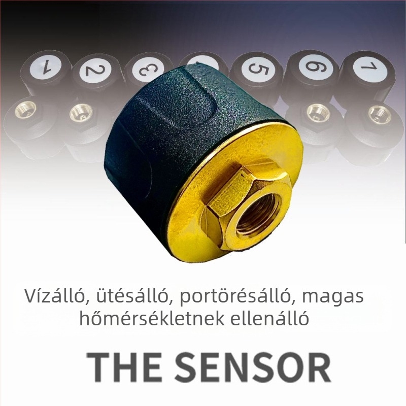 Teherautók gumiabroncs-nyomásfigyelő rendszere – 6 szenzor, külső napelemes ellátás, digitális kijelző, magas pontosság, modell HB06T-1506