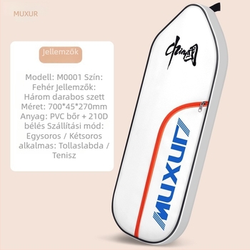 Badminton/tenisz táska - 3 darabos készlet, hátizsák-stílusú vállpántok, vízálló PU anyag, PVC bőr részletek