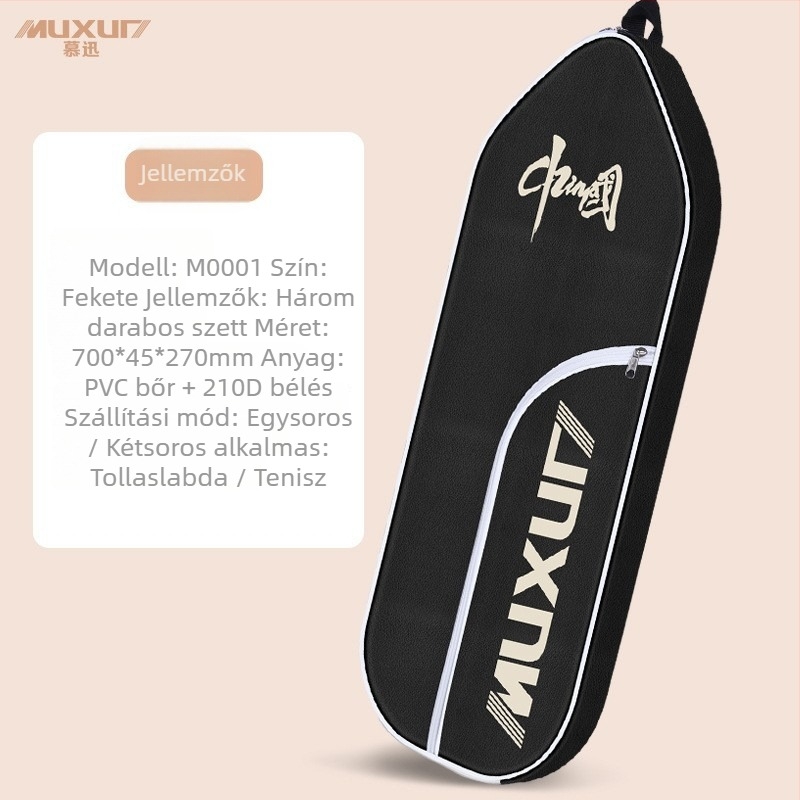Badminton/tenisz táska - 3 darabos készlet, hátizsák-stílusú vállpántok, vízálló PU anyag, PVC bőr részletek