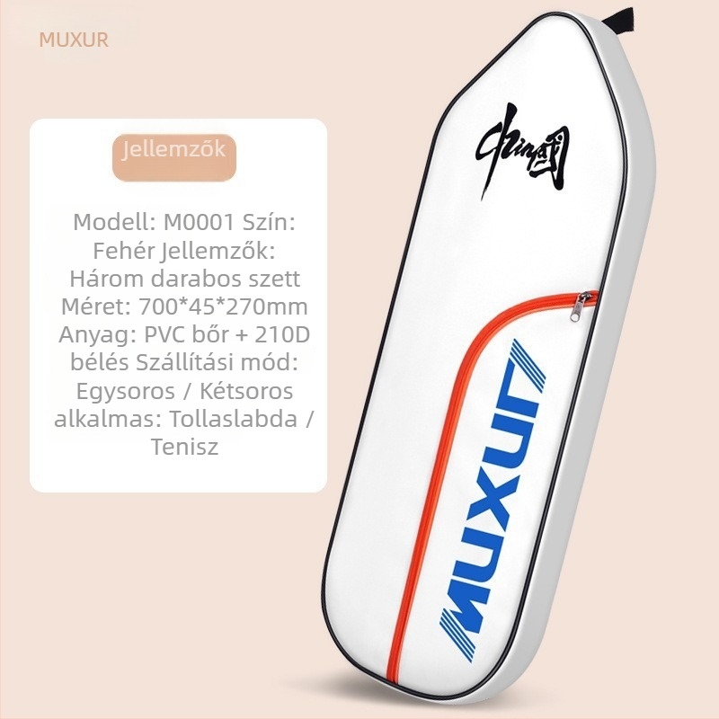 Badminton/tenisz táska - 3 darabos készlet, hátizsák-stílusú vállpántok, vízálló PU anyag, PVC bőr részletek