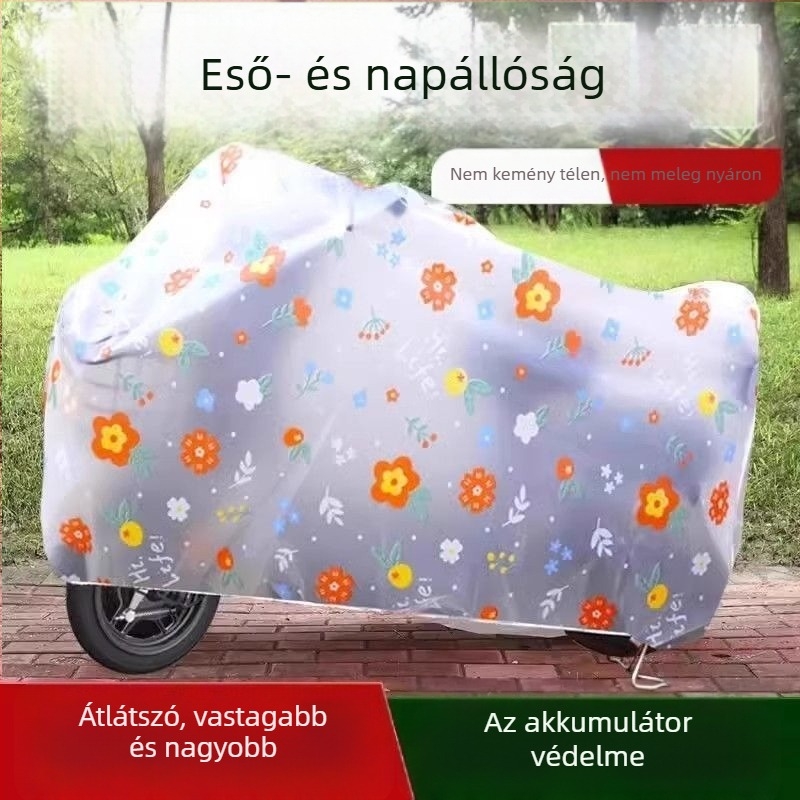 Elektromos motorkerékpár és kerékpár védőponyva (vízálló, porálló, UV-védelem, négy évszakos univerzális, megerősített)