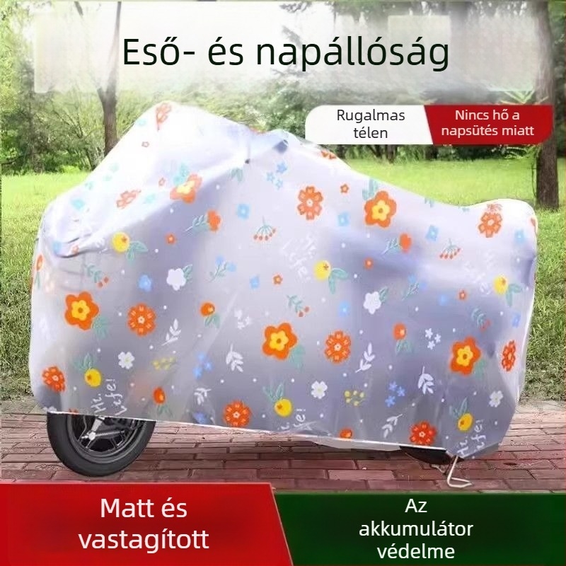 Elektromos motorkerékpár és kerékpár védőponyva (vízálló, porálló, UV-védelem, négy évszakos univerzális, megerősített)