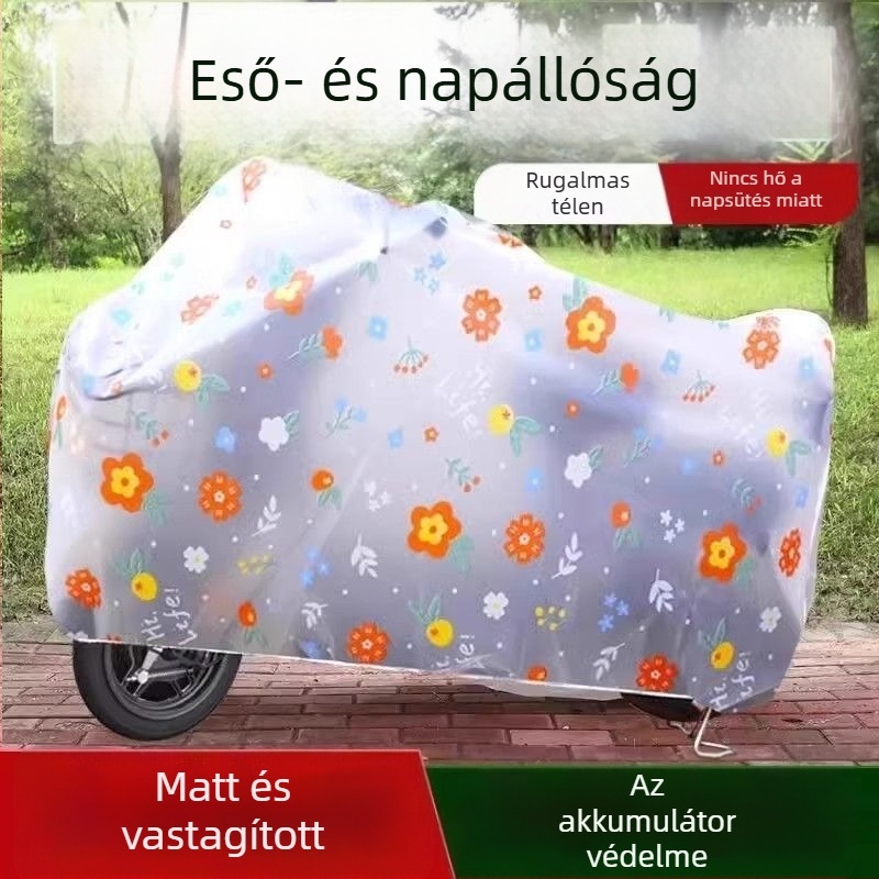 Elektromos motorkerékpár és kerékpár védőponyva (vízálló, porálló, UV-védelem, négy évszakos univerzális, megerősített)