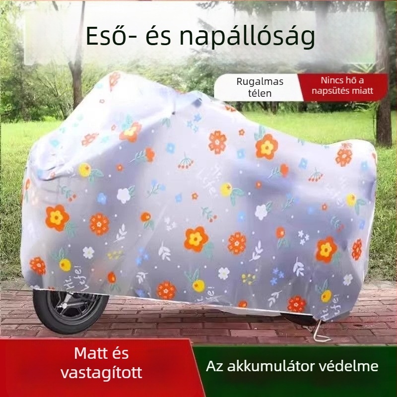 Elektromos motorkerékpár és kerékpár védőponyva (vízálló, porálló, UV-védelem, négy évszakos univerzális, megerősített)