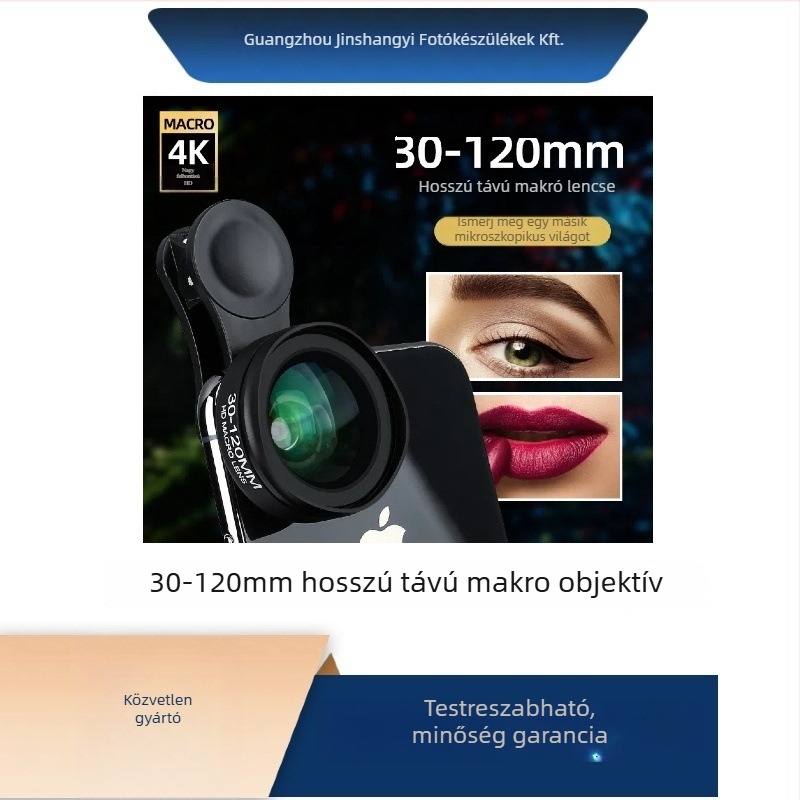 Neutral J02 makroobjektív mobiltelefonhoz – 30-120 mm fókusztávolság, alumíniumötvözet