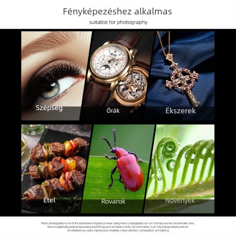 Neutral J02 makroobjektív mobiltelefonhoz – 30-120 mm fókusztávolság, alumíniumötvözet