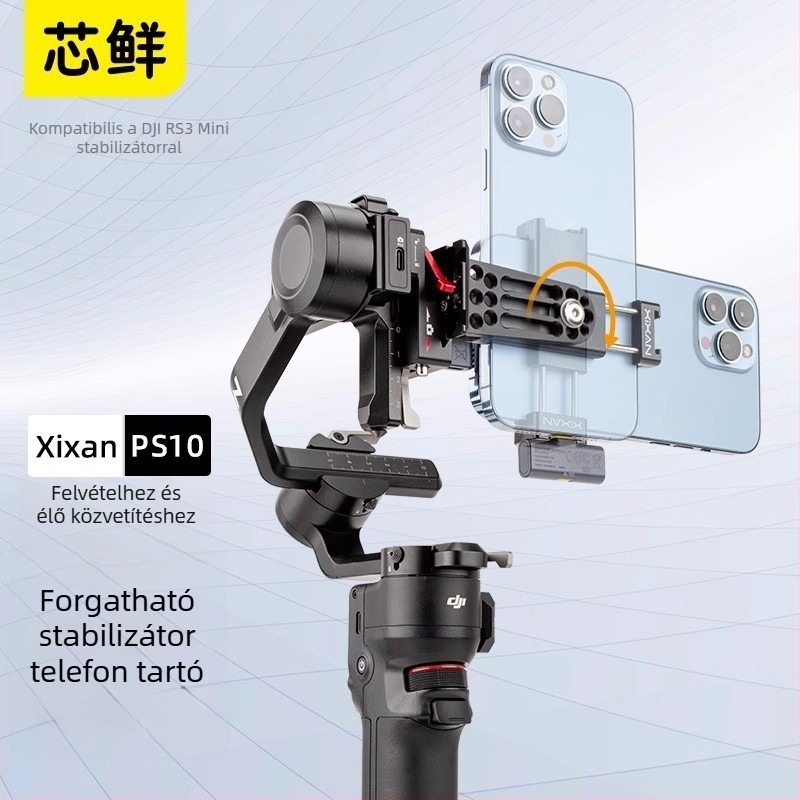 Okostelefon-klipsz DJI RS3 Mini/4 stabilizátorhoz (vízszintes és függőleges használat), alumíniumötvözet, max terhelés 2 kg