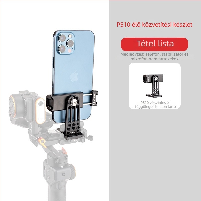 Okostelefon-klipsz DJI RS3 Mini/4 stabilizátorhoz (vízszintes és függőleges használat), alumíniumötvözet, max terhelés 2 kg