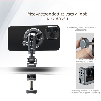 Képfelvételi állvány alumínium ötvözetből, 2 részes kialakítás, teherbírás 1–3 kg, működési magasság 50 mm, tömeg 105 g, márka Eivf log