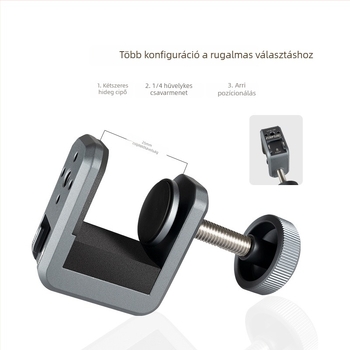 Képfelvételi állvány alumínium ötvözetből, 2 részes kialakítás, teherbírás 1–3 kg, működési magasság 50 mm, tömeg 105 g, márka Eivf log