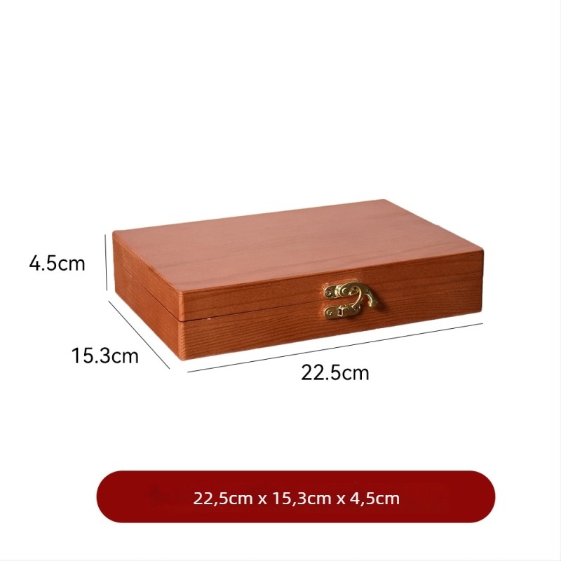 Fából készült asztali ékszerdoboz fedéllel, láncok és gyűrűk tárolására, modern minimalista stílus, geometriai mintázat, kapacitás 0.5